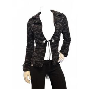 J’envie New York Gray Bouclé Knit Tie Front Cardigan Women’s Small Alpaca Blend